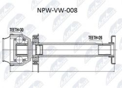 Zásuvný hnací hriadeľ pravý VW T5 2.5TDI 03-