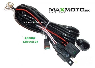 Káblovanie s vypínačom a relé k doplnkovým LED svetlám, 40A, 12V/ 24V